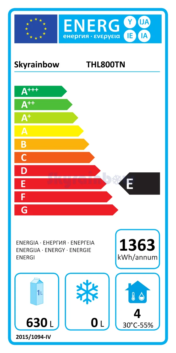 THPA800TN - Armoire réfrigérée pâtissière positive- 1 porte 740 x 990 x 2010 mm