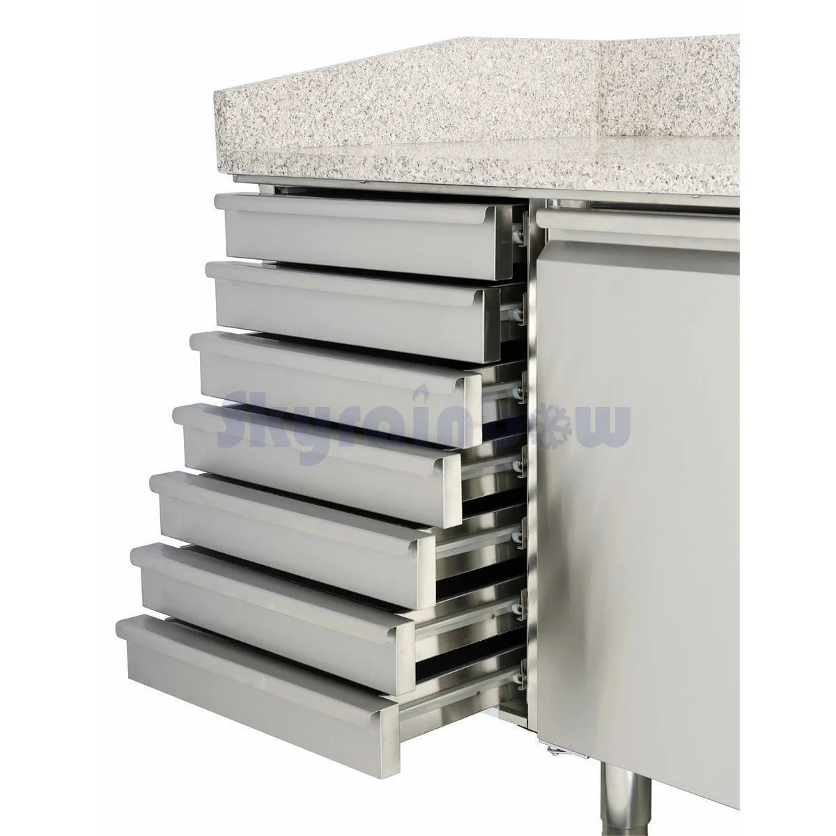 THPZ2610TNS - Table à pizza réfrigérée 2 portes + 7 tiroirs , 2025 x 800 x 1000 mm