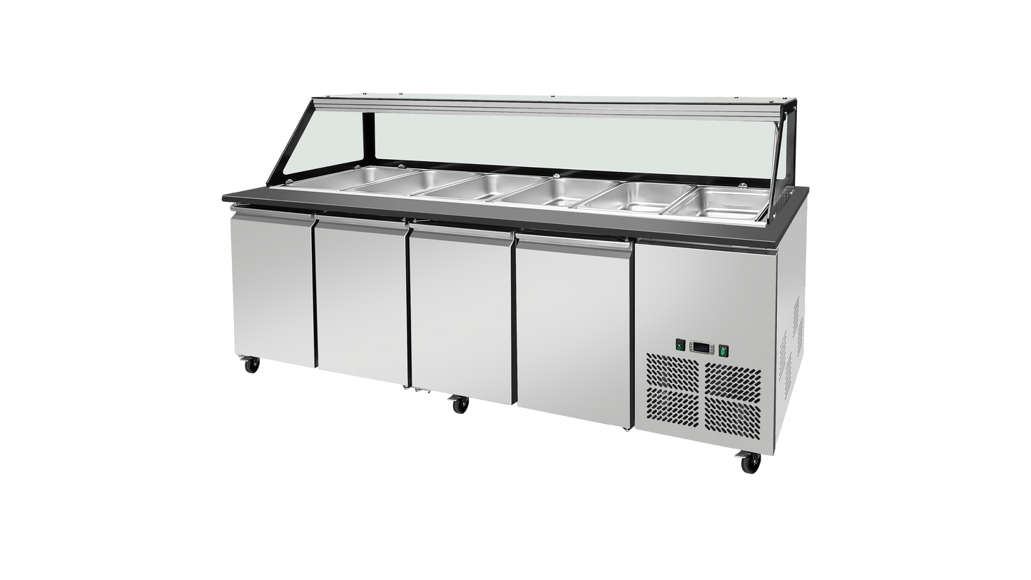 THSAI228S - Saladette réfrigérée Boisée - 4 portes ,GN 1/1 x 6