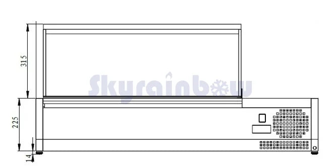 THVD1800/330 - Vitrine réfrigérée GN 1/4, 1800 x 335 x 255 mm