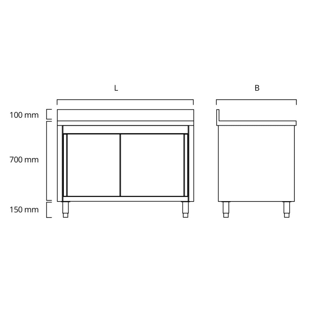 THASR107A - Placard adossé portes coulissantes , 1000 x 700 x 850 +100 mm