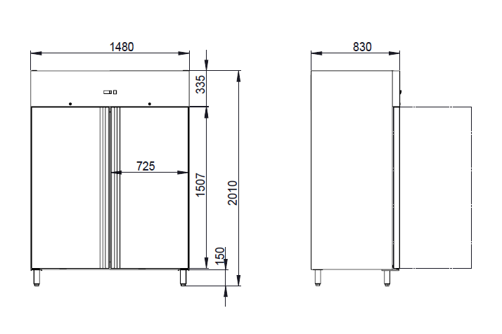THL1410BT - Armoire réfrigérée négative - 2 portes - 1480 x 830 x 2010 mm