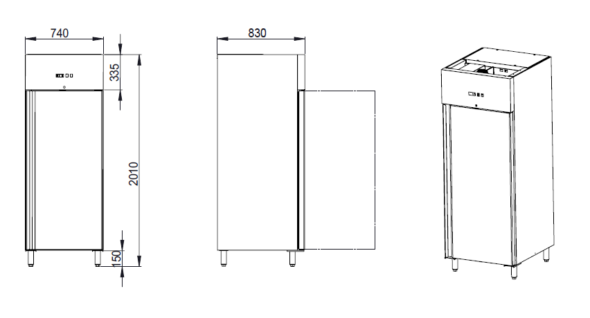 THL650BT - Armoire réfrigérée négative- 1 porte - 740 x 830 x 2010 mm