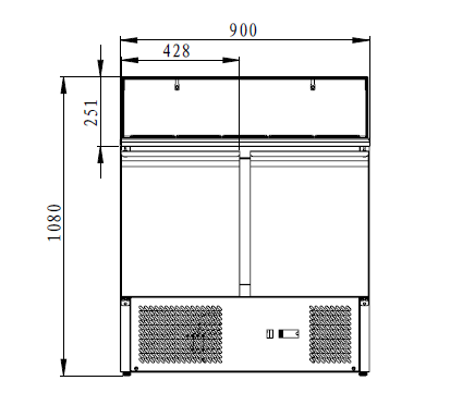 THPS900G - Saladette réfrigérée 2 portes , 900 x 700 x 1080 mm