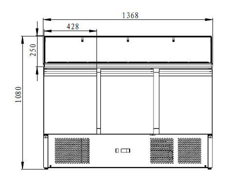 THPS903G - Saladette réfrigérée 3 portes, 1365 x 700 x 1080 mm