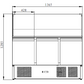 THS903CG - Saladette réfrigérée 3 portes + Vitres Bombées - 1365 x 700 x 1330 mm
