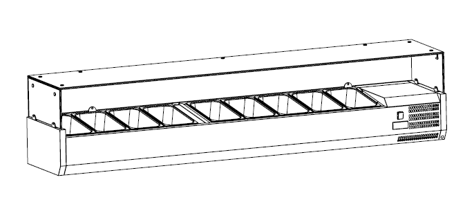 THV2000/380 - Vitrine réfrigérée GN 1/3, 2000 x 395 x 435 mm