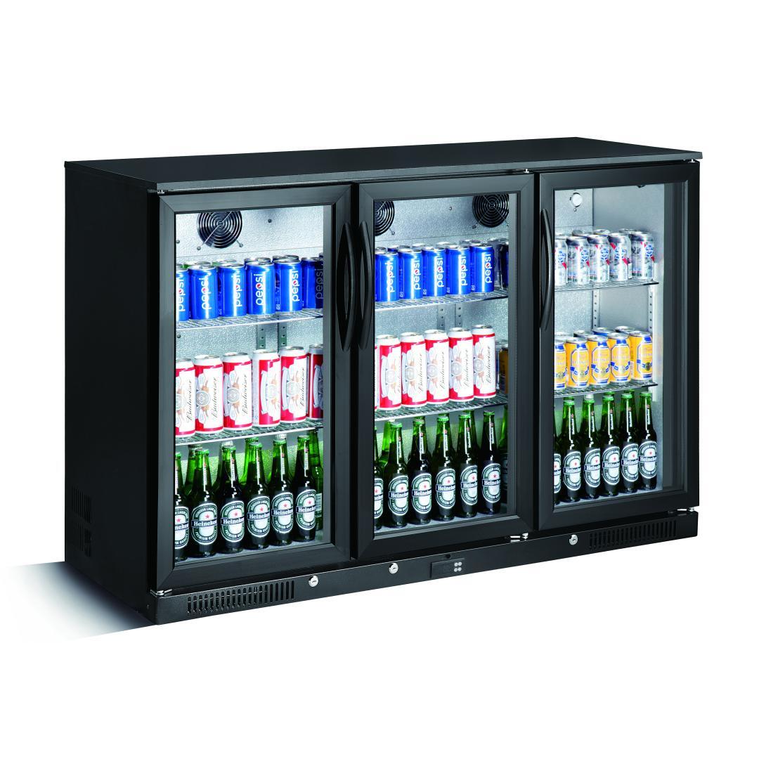 TSC3E90B - Arrière Bar noir -3 portes battantes 1335 x 500 x 900 mm