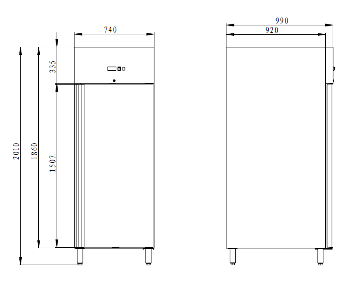 THPA800BT - Armoire Congélateur pâtissière négative- 1 porte - 740 x 990 x 2010 mm
