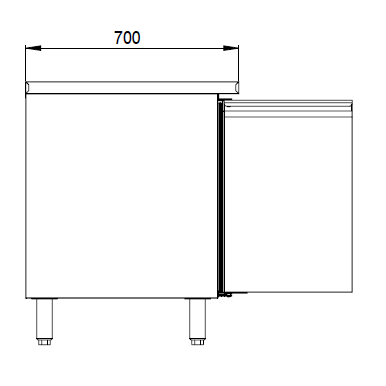 THP3100BT - Meuble réfrigérée 3 portes  Négative , 1800x700x 860 mm