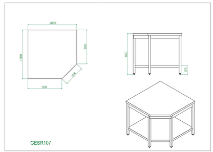 THGESR107 - Table d'angle centrale , 1000x1000x 700x850 mm