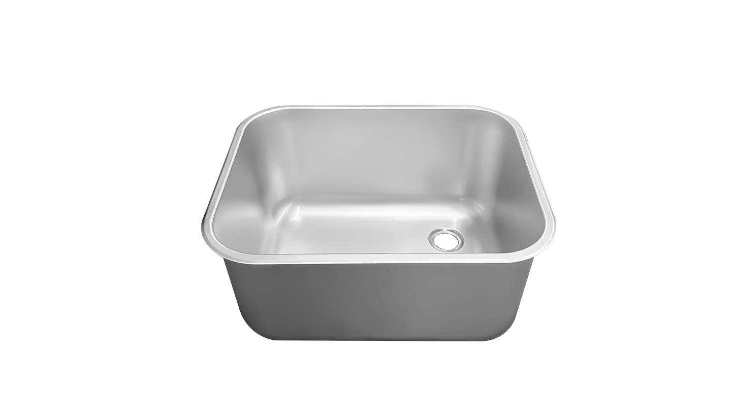 THC405025R - CUVE INOX TROU A DROITE - 400X500X250mm