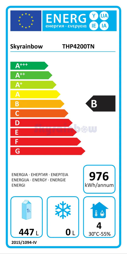 THP4200TN - Meuble réfrigérée adossé - 4 portes - Positive , 2230x700x 860 +100 mm