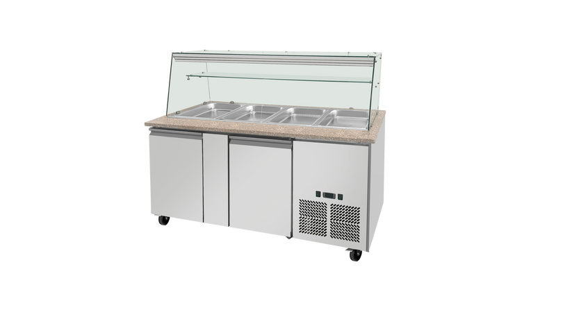 Saladette réfrigérée Boisée - GN1/1 x 4 - 2 portes - Positive SKYRAINBOW-THSAI158RG