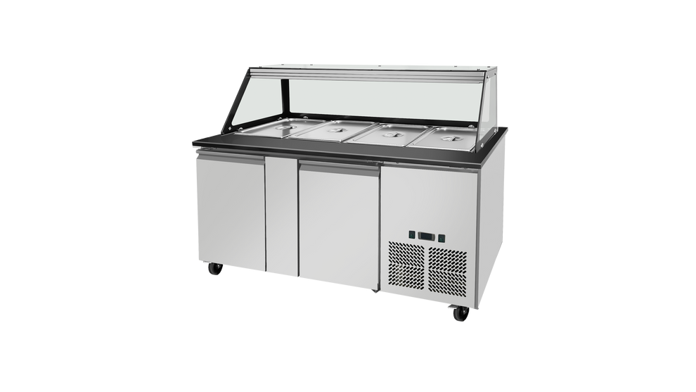 Saladette réfrigérée Boisée - Granit noir - GN1/1 x 4 - 2 portes - Positive SKYRAINBOW-THSAI158S