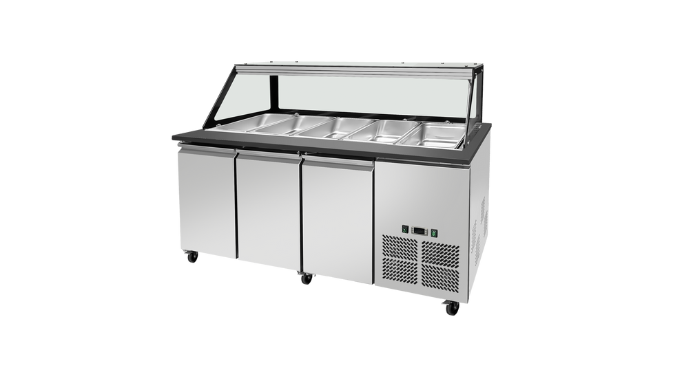 Saladette réfrigérée Boisée - Granit noir - GN1/1 x 5 - 3 portes - Positive  SKYRAINBOW-THSAI188S