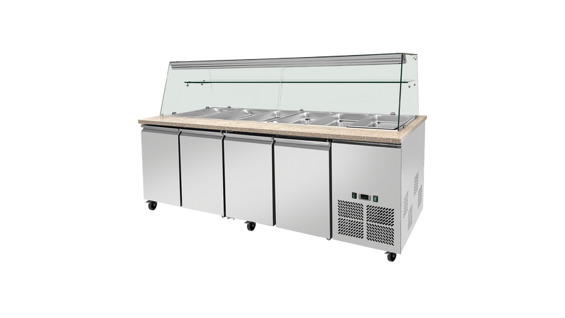 Saladette réfrigérée Boisée - GN1/1 x 6 - 4 portes - Positive SKYRAINBOW-THSAI228RG