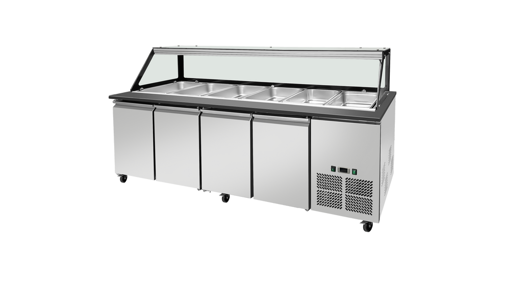 Saladette réfrigérée Boisée - Granit noir - GN1/1 x 6 - 4 portes - Positive SKYRAINBOW-THSAI228S