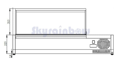 THVD1800/330 - Vitrine réfrigérée GN 1/4, 1800 x 335 x 255 mm