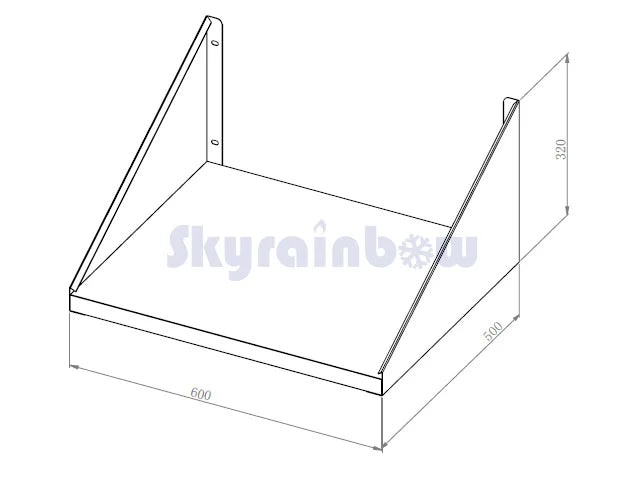 THWBS65 - Étagère murale en acier inoxydable, tablette pour appareils, 1 niveau, 60 x 50 cm