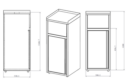 AD6000 - Poubelle snack, 500x530x1200+25mm