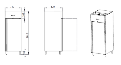 THL650TNEC - Armoire réfrigérée positive - GN2/1- 1 porte -  740 x 830 x 2010 mm