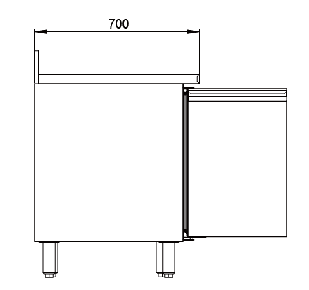 THP4200TN - Meuble réfrigérée adossé - 4 portes - Positive , 2230x700x 860 +100 mm
