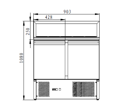 THPS900 - Saladette réfrigérée 2 portes , 900 x 700 x 1080 mm