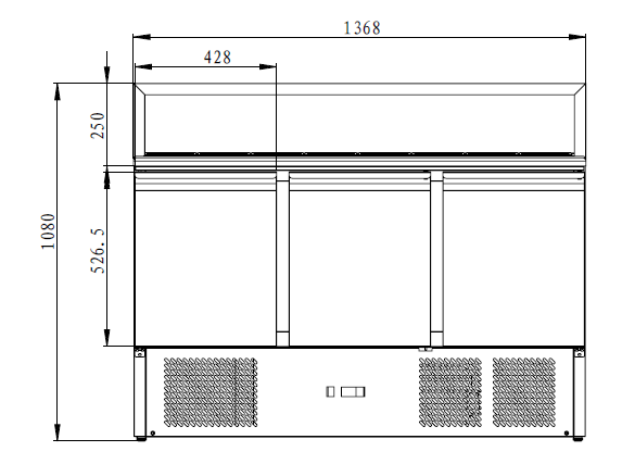 THPS903 - Saladette réfrigérée 3 portes,1365 x 700 x 1080 mm
