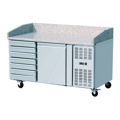 THPZ1610TN - Table à pizza réfrigérée 1 porte+ 7 tiroirs , 1510 x 800 x 1000 mm