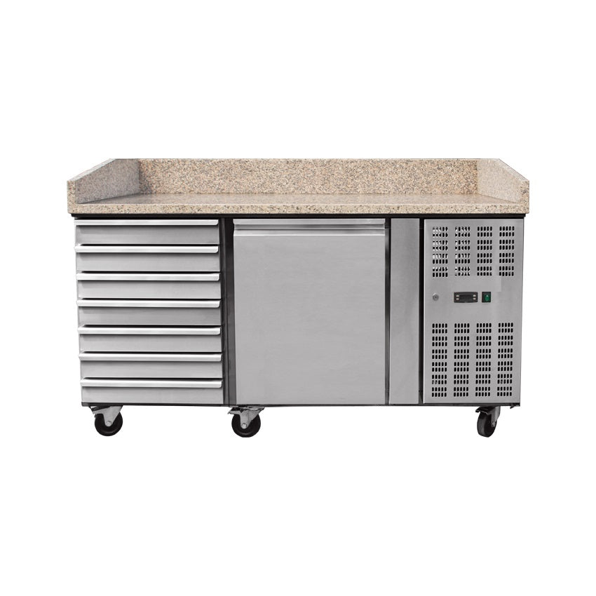 THPZ1610TN - Table à pizza réfrigérée 1 porte+ 7 tiroirs , 1510 x 800 x 860 mm