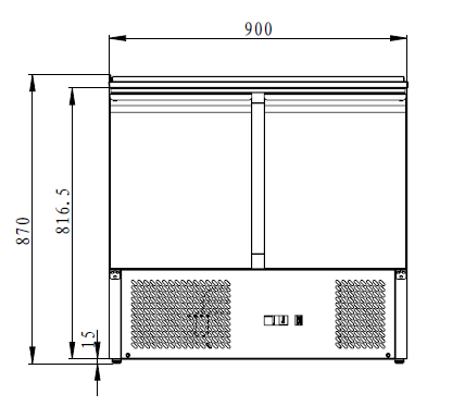 THS900 - Saladette réfrigérée 2 portes 900 x 700 x 870 mm