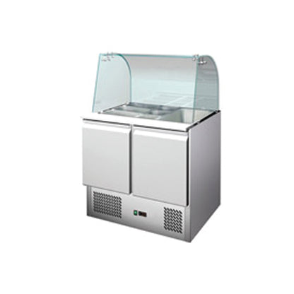 THS900CG - Saladette réfrigérée 2 portes + Vitres Bombées , 900 x 700 x 1330 mm