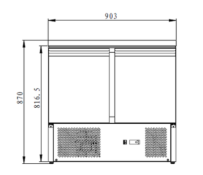 THS901 - Saladette réfrigérée 2 portes , 900 x 700 x 870 mm