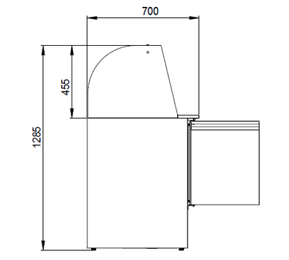 THS903CG - Saladette réfrigérée 3 portes + Vitres Bombées - 1365 x 700 x 1330 mm