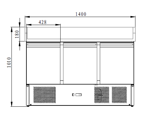 THS903PZ - Saladette réfrigérée 3 portes , 1400 x 700 x 1010 mm