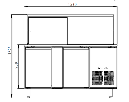 THSAI158RG - Saladette réfrigérée Boisée  - 2 portes , GN1/1 x 4 - 2 portes