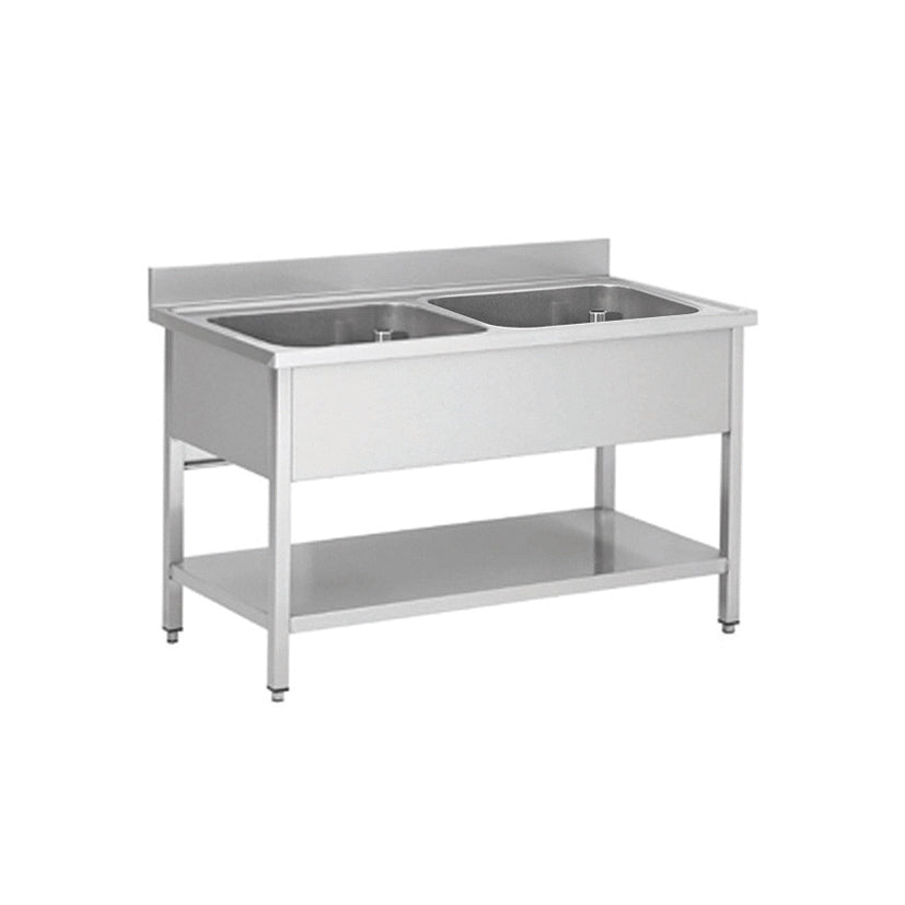 THSTR107BM2 - Plonge en inox - 2 Bacs sans égoutttoir , 1000 x 700 x 850 mm