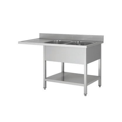 THSTR167SBR2 - Plonge lave vaisselle - 2 Bacs - égouttoir à gauche , 1600 x 700 x850 mm