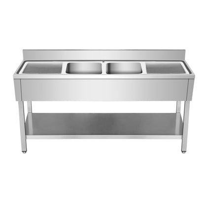 THSTR207BM2 - Plonge en inox - 2 Bacs - 2 égouttoirs , 2000 x 700 x850 mm