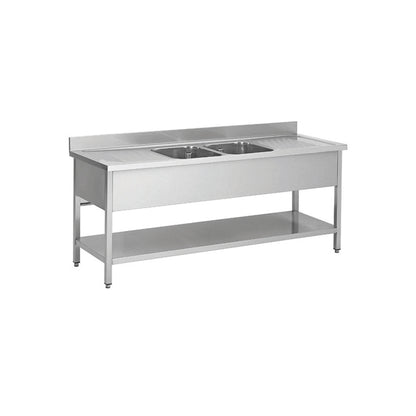 THSTR206BM2 - Plonge en inox - 2 Bacs - 2 égouttoirs , 2000 x 600 x850 mm