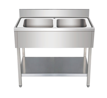 THSTR106BM2 - Plonge en inox - 2 Bacs sans égouttoir , 1000 x 600x 850 mm