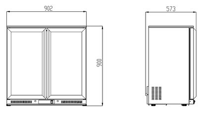 TSC2E90B - Arrière Bar Noir -1 porte battante 900 x 500 x 900 mm